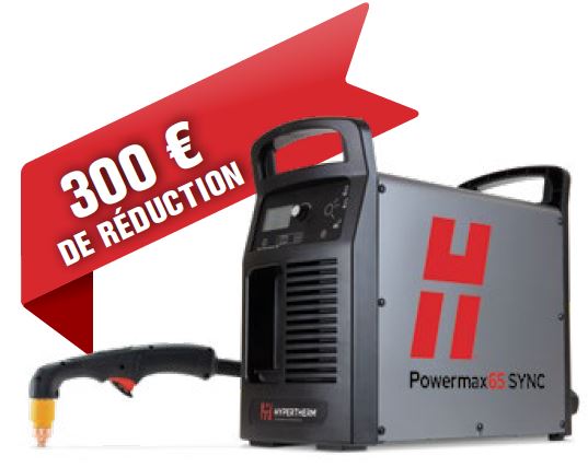 Plasma HYPERTHERM Powermax 65 SYNC 400 V Torche manuelle 75° Longueur 7.50m