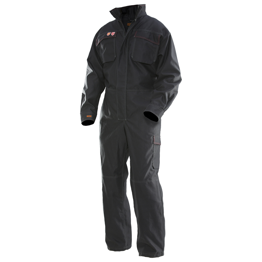 Combinaison Soudeur JOBMAN 100% Coton Retardateur de Flamme 350g (Noir)